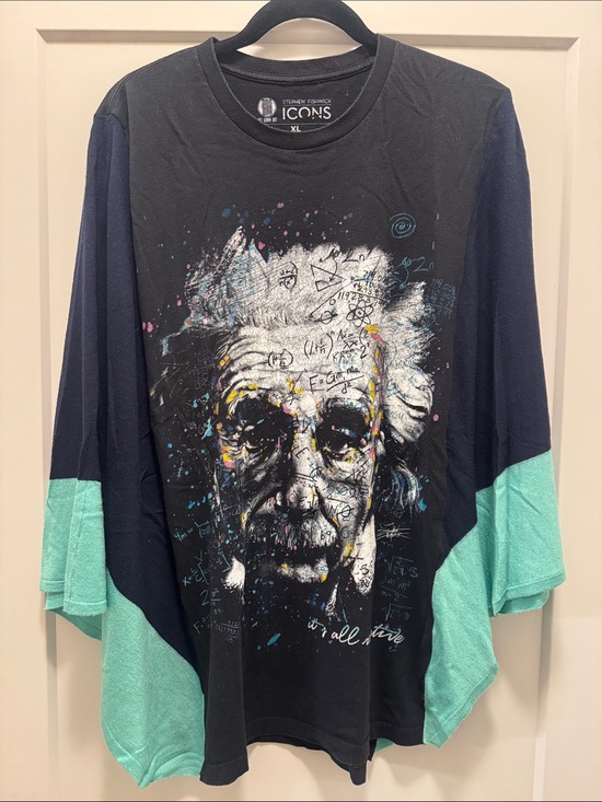 ICON Tops - 🎉 Upcycled ICONs Einstein Tee. Poncho Style. Will fit Small-3X.